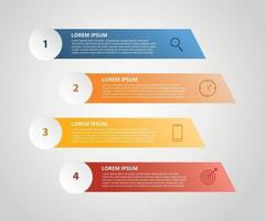 Infografía de etiqueta vertical con 4 pasos con icono de proceso empresarial vector