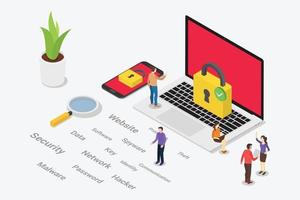 isometric cyber security concept vector