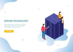 cloud server hosting technology with isometric style vector