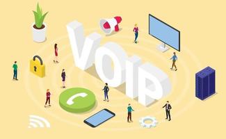 voip voice over internet protocol concept with big words vector