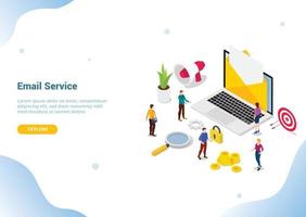 isometric email service or services concept for web