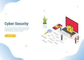 isometric cyber security concept for website template vector