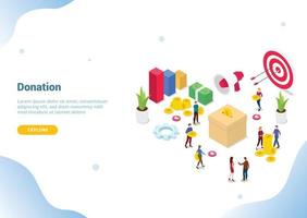 isometric people donation concept for website template landing vector