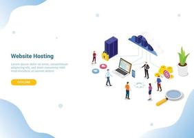 isometric web or website hosting business service for web vector