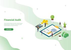 Plantilla de concepto de auditoría financiera para plantilla de sitio web vector