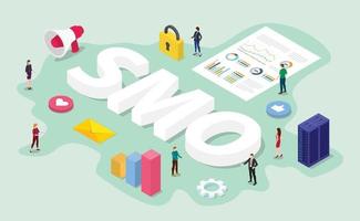 smo social media optimization concept with team it digital vector