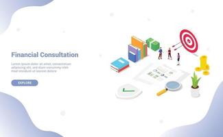 financial consultation report analysis with team people vector