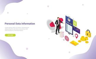 personal data information concept with security privacy vector