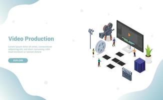 video editing production concept with team people vector