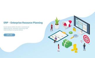 erp enterprise resource planning concept with team people vector