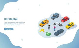 car rental business concept with various cars model vector