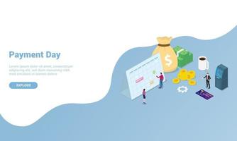 payment day or payroll concept for website template vector