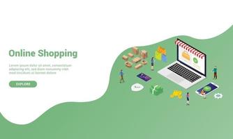 online shopping or e-commerce concept for website vector