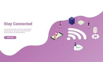 stay connected concept with wifi signal for website template vector