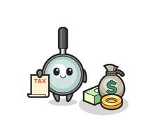 Character cartoon of magnifying glass as a accountant vector
