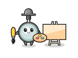 Illustration of magnifying glass mascot as a painter vector