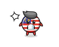 malaysia flag badge character cartoon with shocked gesture vector