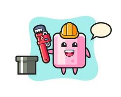 Character Illustration of marshmallow as a plumber vector