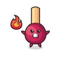 matches character cartoon with angry gesture vector