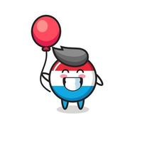 luxembourg flag badge mascot illustration is playing balloon vector