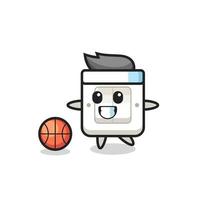 Illustration of light switch cartoon is playing basketball vector