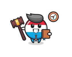 Mascot cartoon of luxembourg flag badge as a judge vector