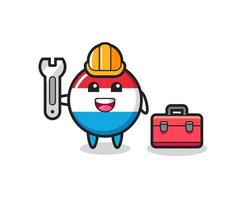 Mascot cartoon of luxembourg flag badge as a mechanic vector