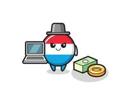 Mascot Illustration of luxembourg flag badge as a hacker vector