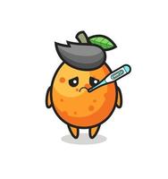 kumquat mascot character with fever condition vector