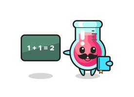 Illustration of laboratory beaker character as a teacher vector