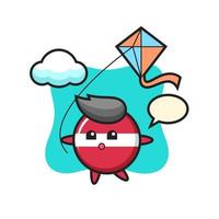 latvia flag badge mascot illustration is playing kite vector