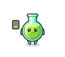 lab beakers mascot character doing a tired gesture vector