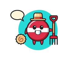 Mascot character of latvia flag badge as a farmer vector