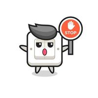 light switch character illustration holding a stop sign vector