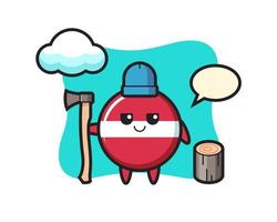 Character cartoon of latvia flag badge as a woodcutter vector