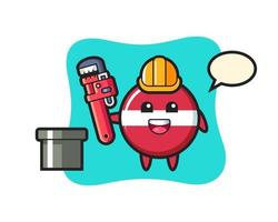 Character Illustration of latvia flag badge as a plumber vector