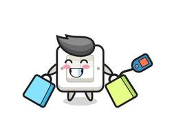 light switch mascot cartoon holding a shopping bag vector