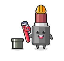 Character Illustration of lipstick as a plumber vector