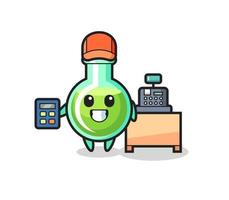 Illustration of lab beakers character as a cashier vector