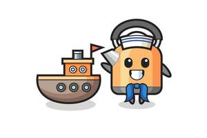 Character mascot of kettle as a sailor man vector