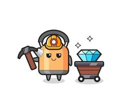 Character Illustration of kettle as a miner vector