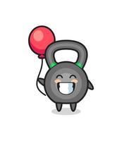 kettlebell mascot illustration is playing balloon vector