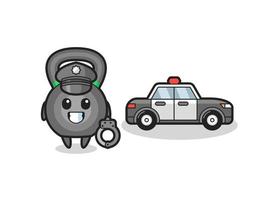 Cartoon mascot of kettlebell as a police vector