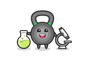 personaje mascota de kettlebell como científico vector