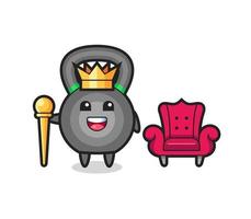 Mascot cartoon of kettlebell as a king vector