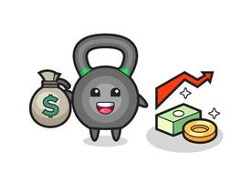 kettlebell illustration cartoon holding money sack vector