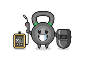 Character mascot of kettlebell as a welder vector