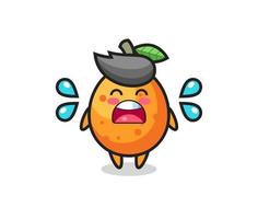 kumquat cartoon illustration with crying gesture vector