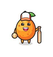 personaje de dibujos animados de kumquat como jugador de beisbol vector