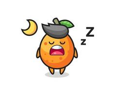 ilustración de personaje de kumquat durmiendo por la noche vector